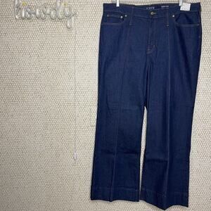 NWT Plus Size J Crew  Wide-Leg Trouser 100% Cotton Dark Blue Wash Jeans Size 36